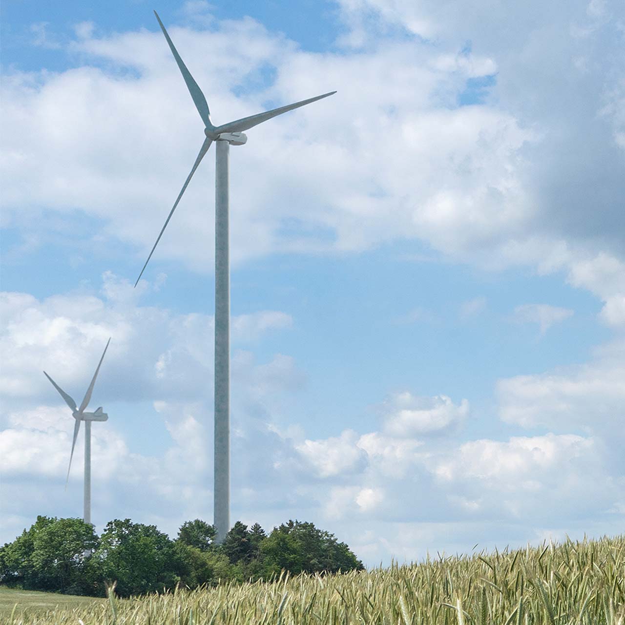 Repowering Windräder FEW Zwei Windräder in der Natur